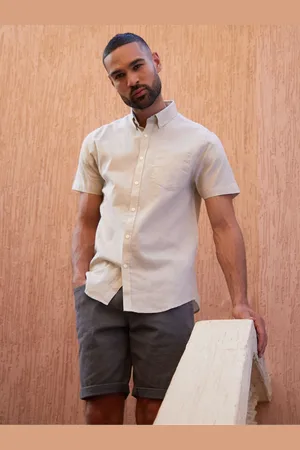 Threadbare Linen Blend Short Sleeve ShirtXL