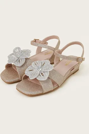 Monsoon Diamante Flower Print Glitter Wedges Sandalsuk1eu33