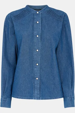 Whistles Pintuck Detail Denim 100% Bomuld Skjorter36