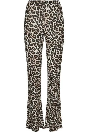 Noisy May High Waisted Leopard Print Flared Jersey TrousersXL 14