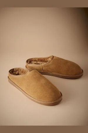 Next Faux Fur Lined Signature Suede Mule Slippers
