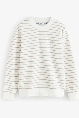 Next Ecru Striped 100% Cotton Crew SweatshirtXXL