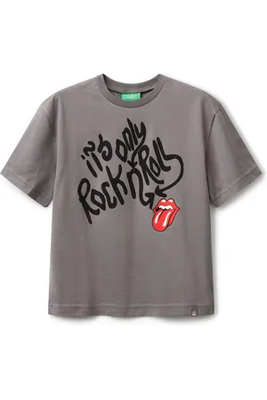 Benetton Grey Graphic Print 100% Cotton T-Shirt122128cm