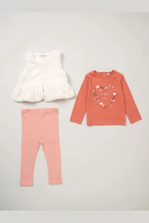 LILY & JACK Faux Fur Gilet 100% Cotton Top and Leggings Outfit Set18 måneder (86cm)