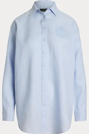 Ralph Lauren Zavandra Linen Embroidered Logo Shirtmedium
