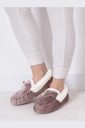Totes Ladies Velour Moccasin Slippers