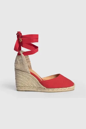 Castaner RedWedge Heel Laced Cotton Espadrilles