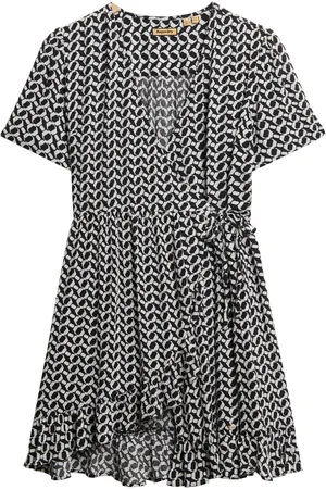 Superdry Short Sleeve Printed Mini Wrap Dress44