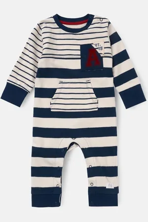 Angel & Rocket Lewis Textured Stripe Block 100% Cotton Babygrow7480cm
