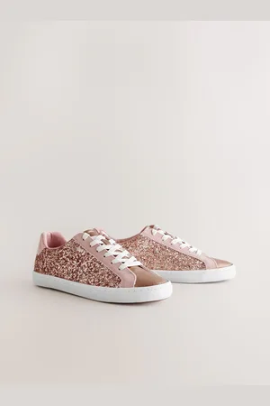 Next Forever Comfort Glitter Detail Round Toe Lace-Up Trainers