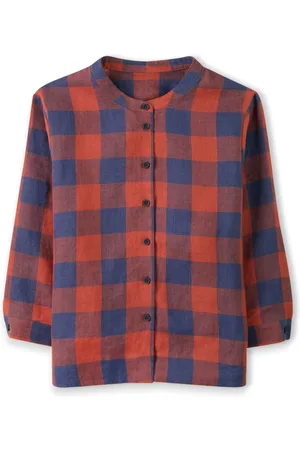 CELTIC & CO. Red Check Swing 100% Linen Blouse46