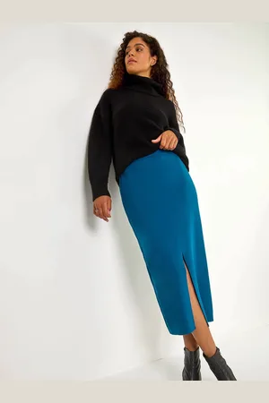 Roman Front Split Knitted Midi Skirt42