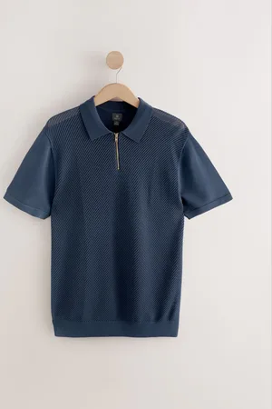 Next Normal pasform Kortærmet Mesh Knit Quarter Zip Polo-skjorterX-Small