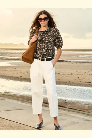 Baukjen Reece Stretch Barrel Leg Cargo White Jeans