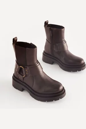 Next Leather Chunky Biker Boots