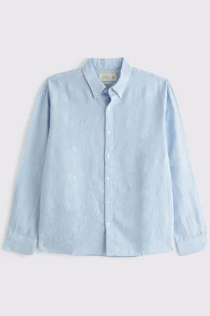 Abercrombie & Fitch Blue Long Sleeve 100% Linen Shirtxlarge