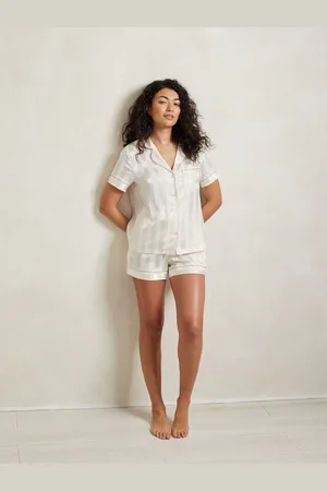 Chelsea Peers Satin Jacquard Stripe Short Pyjamas Set44