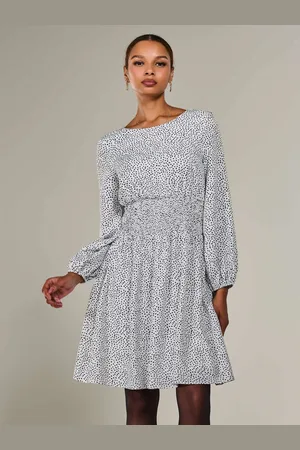 Jolie Moi Long Sleeve Ruched Waist Midi Dress42