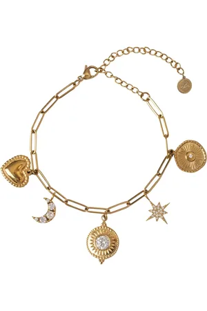 Bibi Bijoux Gold Tone Celestial Stainless Steel Charm Braceleten