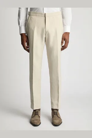 Remus Slim Leg Linen-Blend Formal Trousers34r