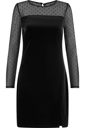 Yumi Velvet Kjole Med Gennemsigtig Langærmet42