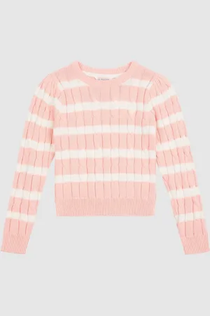 U.S. Polo Assn. U. S. Polo Assn Girls Stripe Cable Knit Jumper14 - 15 år (164 - 170cm)