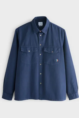Paul Smith Dark Blue 100% Organic Cotton Twill Pocket Detail ShirtXL
