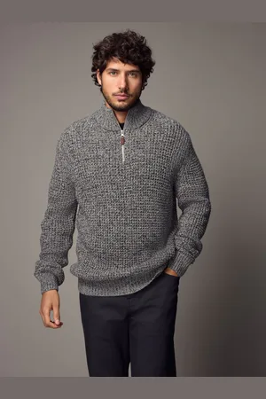 Next Regular Fit Textured Zip Neck Jumper with WoolL