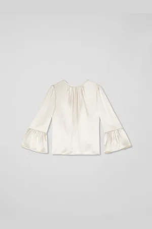 LK Bennett Agnes Birch Satin Top With Frill Cuff38