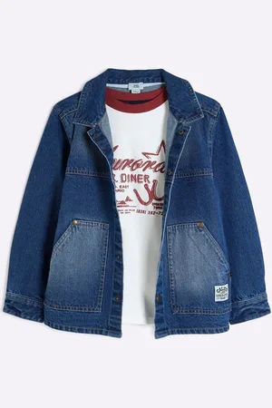 River Island Boys 100% Cotton Denim Shacket T-Shirt Set5 - 6 år (110 - 116cm)
