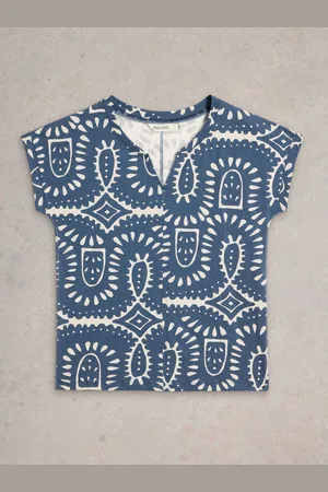 White Stuff Nelly Notch Neck 100% Bomuld T-shirt