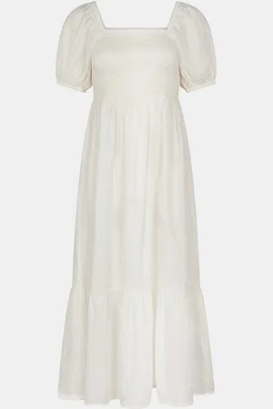 Accessorize Embroidered Puff Sleeve 100% Cotton Midi Dressxsmall