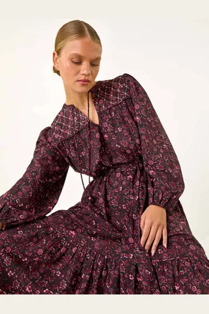 Roman Floral Print Quilted Midi Dress46