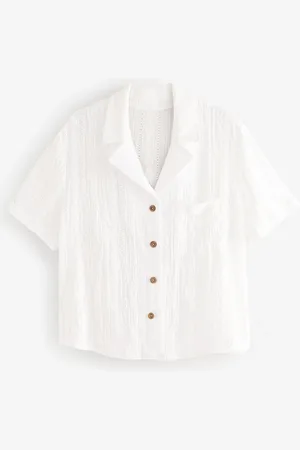 Next Broderie Short Sleeve Holiday Shirt48 Høj