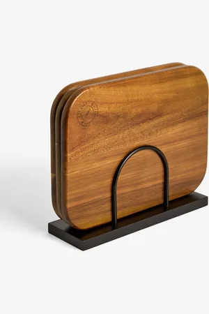 Next Set of 3 Bronx Chopping Boards with Wire Standen