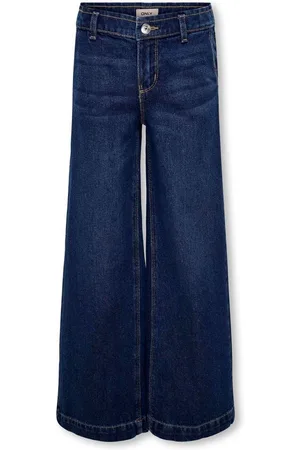 ONLY Blue 100% Cotton Wide Leg Jeans with Adjustable Waist9 år (134cm)