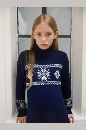 The Little Tailor Kids Slim Fit Blå Snowflake Jul Trøje12 - 13 år (152 - 158cm)