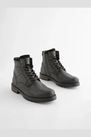 Next Læder Zip Up Teddystof Foret Støvler