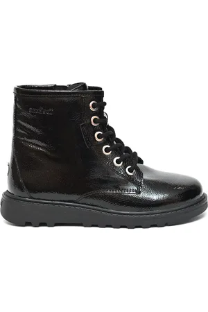 Toezone Abby Girls Patent Leather Ortholite Ankle Black Boots