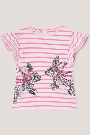 Monsoon Sequin Bunny Stripe 100% Cotton T-Shirt98104cm