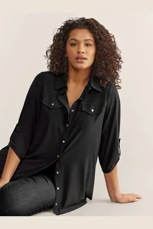 Evans Curve Black Tab Sleeve Blouse48