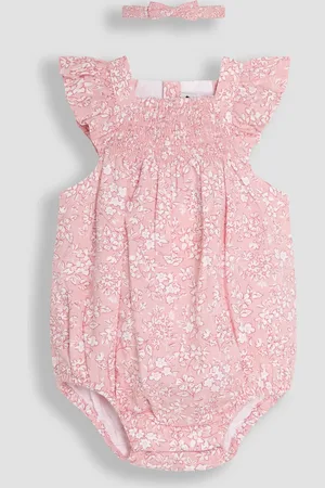 JoJo Maman Bébé Smocked Bodice Romper & Headband7480cm