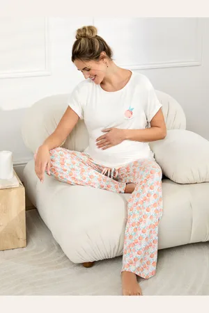 JoJo Maman Bébé Peachy Maternity and Nursing Jersey Pyjamas Setsmall
