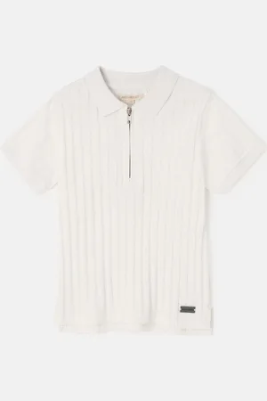 Angel & Rocket 100% Cotton Textured Rib Hartley Quarter Zip Polo Shirt3 - 4 år (98 - 104cm)