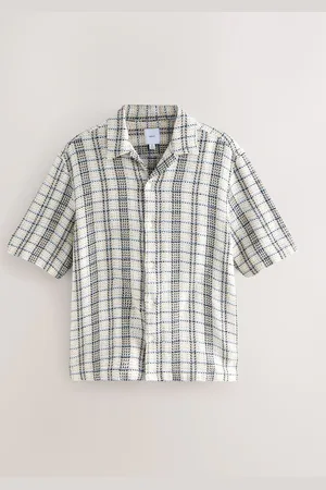 Next Textured Check Short Sleeve 100% Cotton Shirtsmall