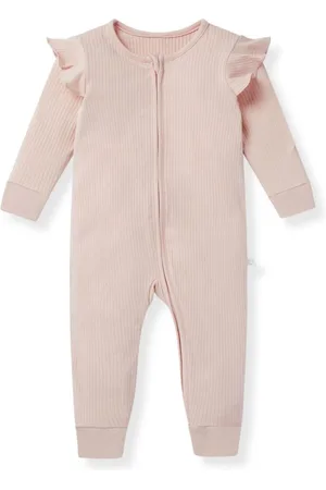 Mori Blush Pink Organic Cotton & Bamboo Long Sleeve SleepsuitNyfødt