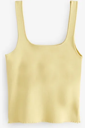 Next Square Neck Scalloped Edge Knitted VestXXL almindelig