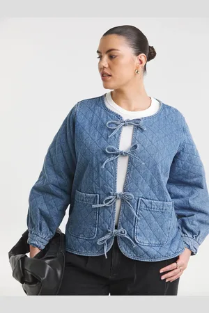 Simply Be Quilted Tie Front Denim Jacket44