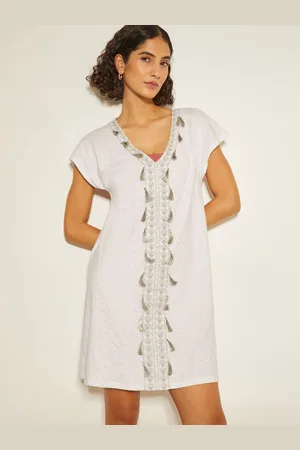 Monsoon Mini Jodie Tassel Beach 100% Cotton Tunic DressL