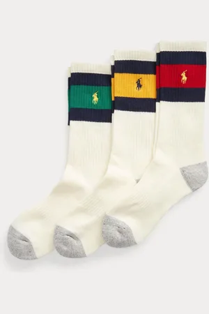 Ralph Lauren Striped-Cuff Crew Socks 3 PackEn